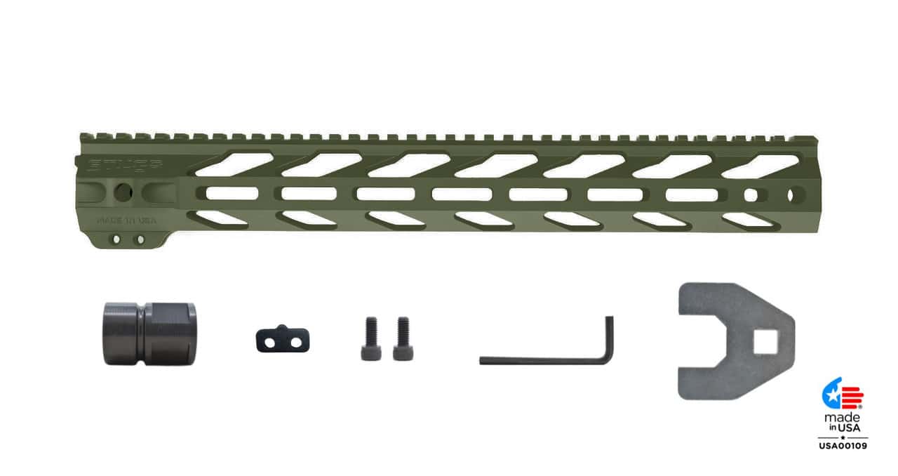 Unknown STNGR VYPR(R) Free Float AR-15 Handguard - M-LOK - 3 Colors & 4 Lengths Available - OD Green, 15 Inch (Color: OD Green, Length: 15 Inch)