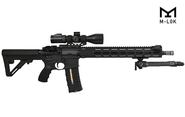 Mounted on rifle with Free Float M-LOK Handguard