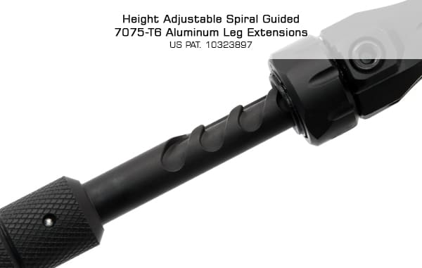 Height is adjusted by the 7075-T6 spiral legs