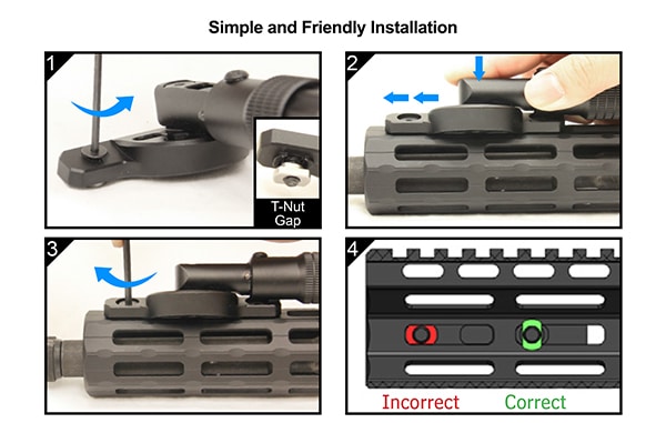 Attaching the bipod to the 3 and 9 o clock position is simple