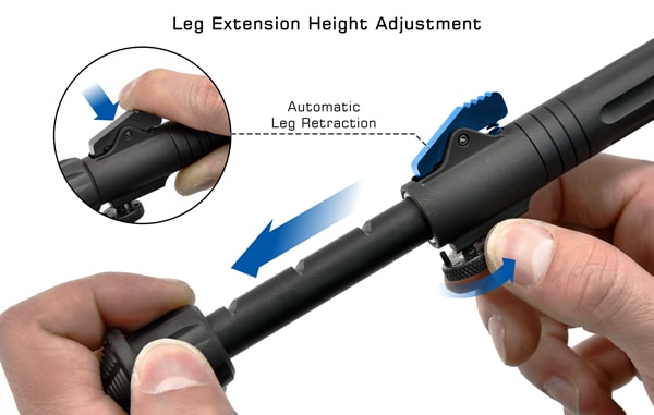 Leg extensions lock where needed, and can be retracted easy with a lever