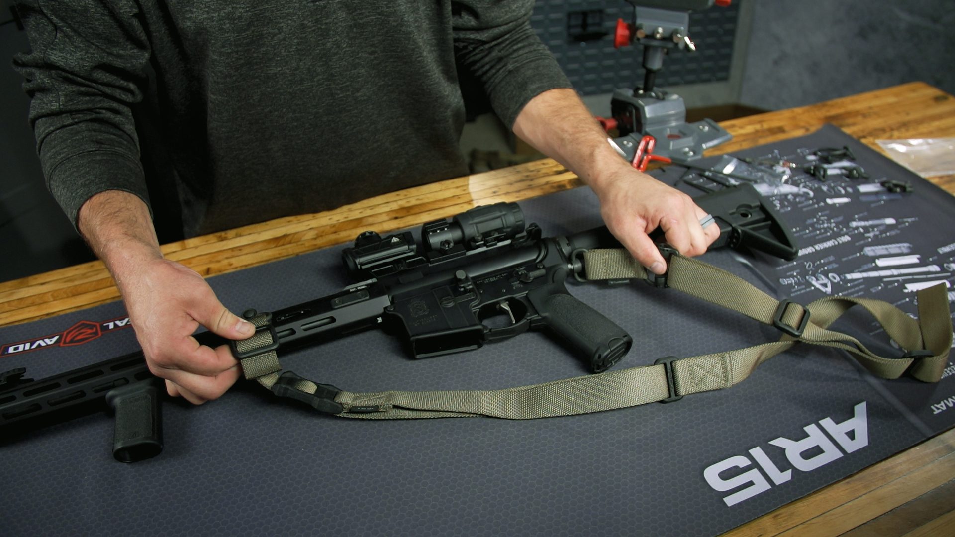 AR-15 two-point slings lined up for a side-by-side comparison