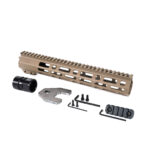 AT3 Tactical Spear M-LOK Free Float Handguard Flat Dark Earth 12 Inch with Barrel Nut, 5 Slot Rail, and Hardware