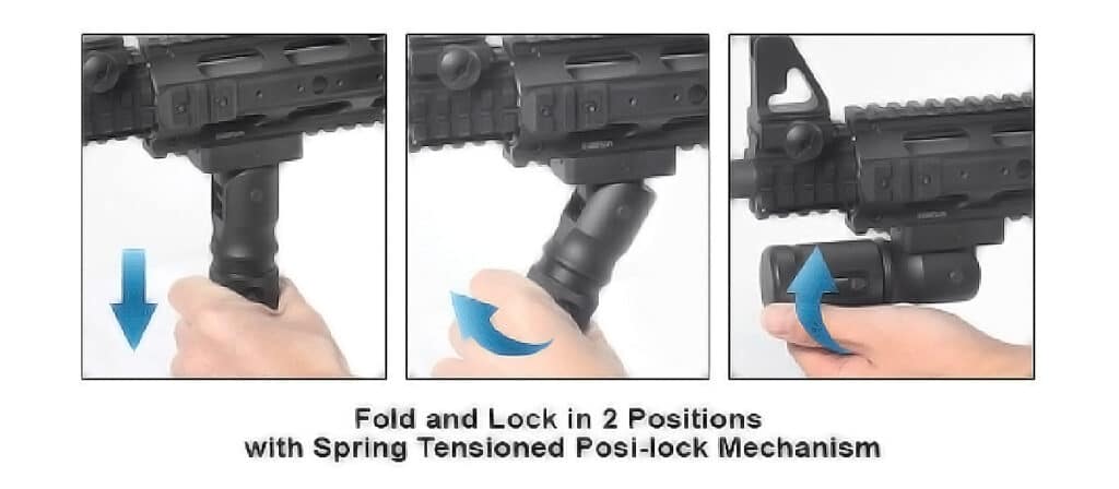 UTG Vertical Aluminum Foregrip - Low Profile - Quick Detach Folding Vertical Grip
