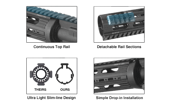 UTG Pro 7" AR-15 Drop-in Handguard - Carbine Length Super Slim