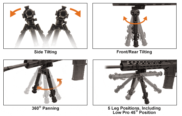 UTG Heavy Duty Recon 360 Bipod - 3 Heights Available