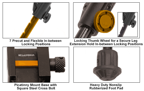 UTG Heavy Duty Recon 360 Bipod - 3 Heights Available