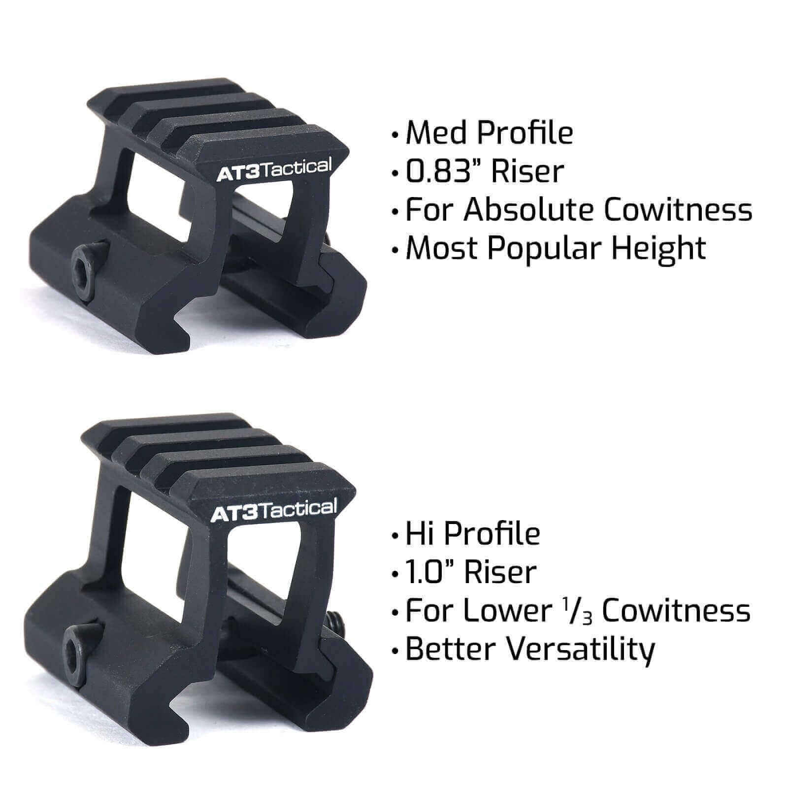 AT3 Tactical PRO-MOUNT Mini Riser Mount – .83 or 1 Inch Height Lightweight Cantilever Mount
