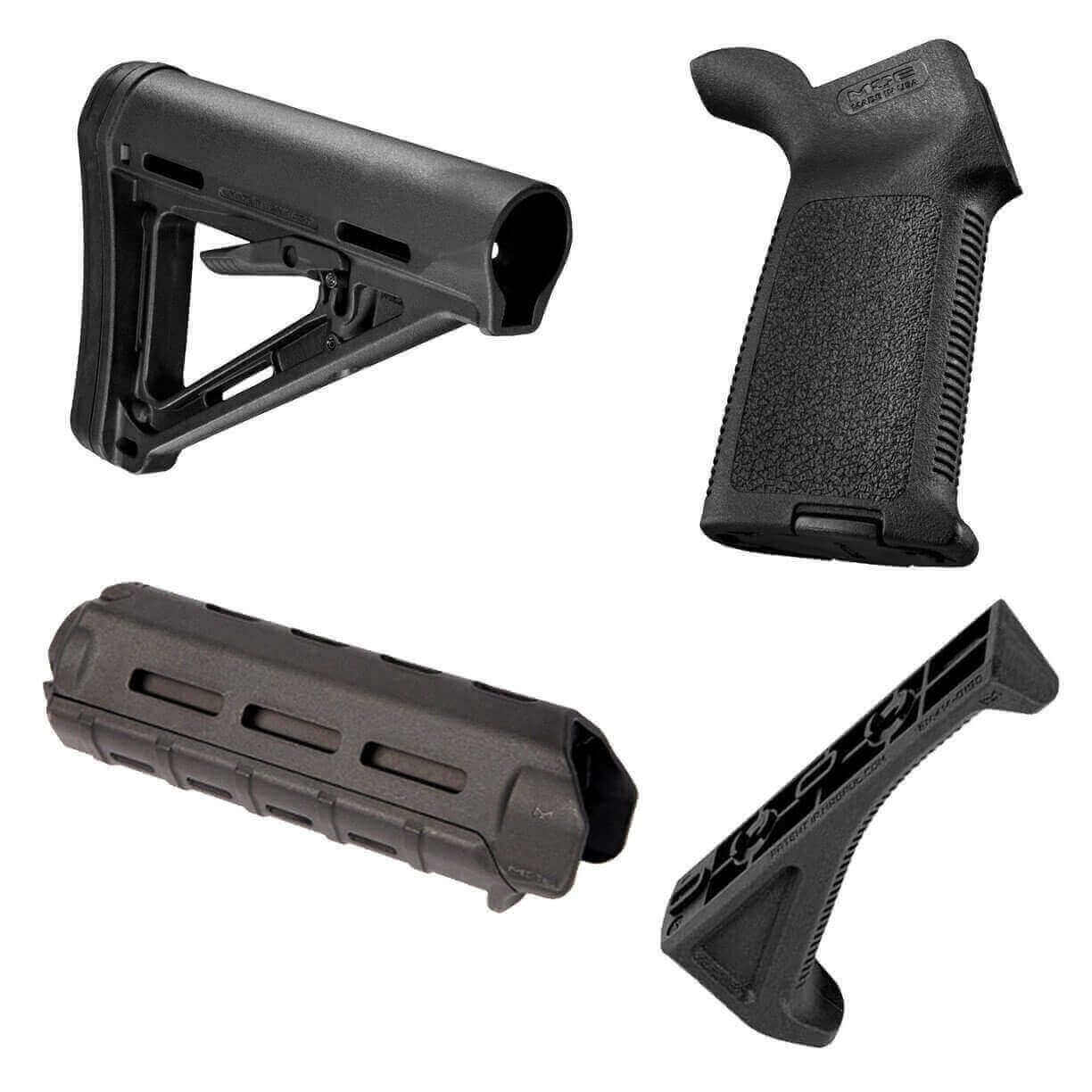 Unknown Magpul MOE M-LOK AR-15 Furniture Kit - Stock, Carbine Handguard & Grip (Color: Black, Optional Foregrip: M-Lok Angled Foregrip)