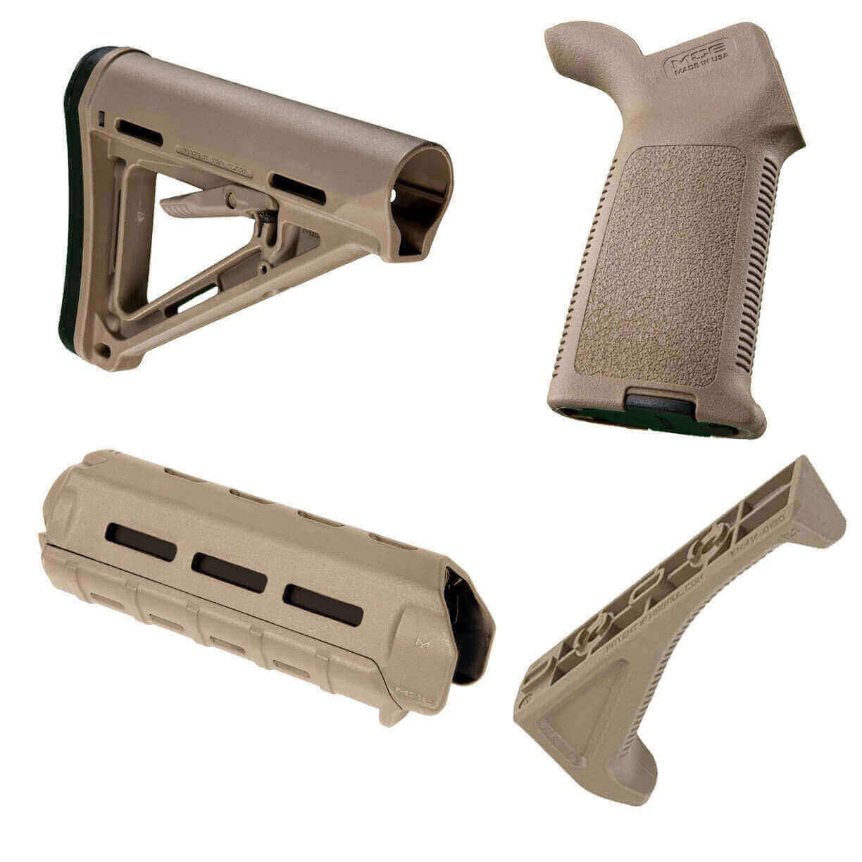 Unknown Magpul MOE M-LOK AR-15 Furniture Kit - Stock, Carbine Handguard & Grip (Color: Flat Dark Earth, Optional Foregrip: M-Lok Angled Foregrip)