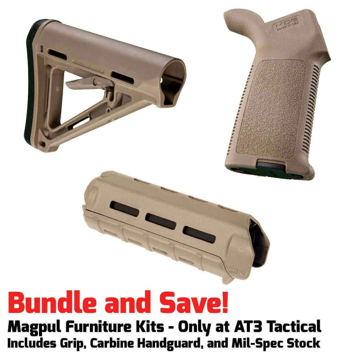 Unknown Magpul MOE M-LOK AR-15 Furniture Kit - Stock, Carbine Handguard & Grip (Color: Flat Dark Earth, Optional Foregrip: None)