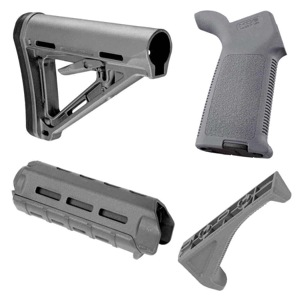 Unknown Magpul MOE M-LOK AR-15 Furniture Kit - Stock, Carbine Handguard & Grip (Color: Gray, Optional Foregrip: M-Lok Angled Foregrip)
