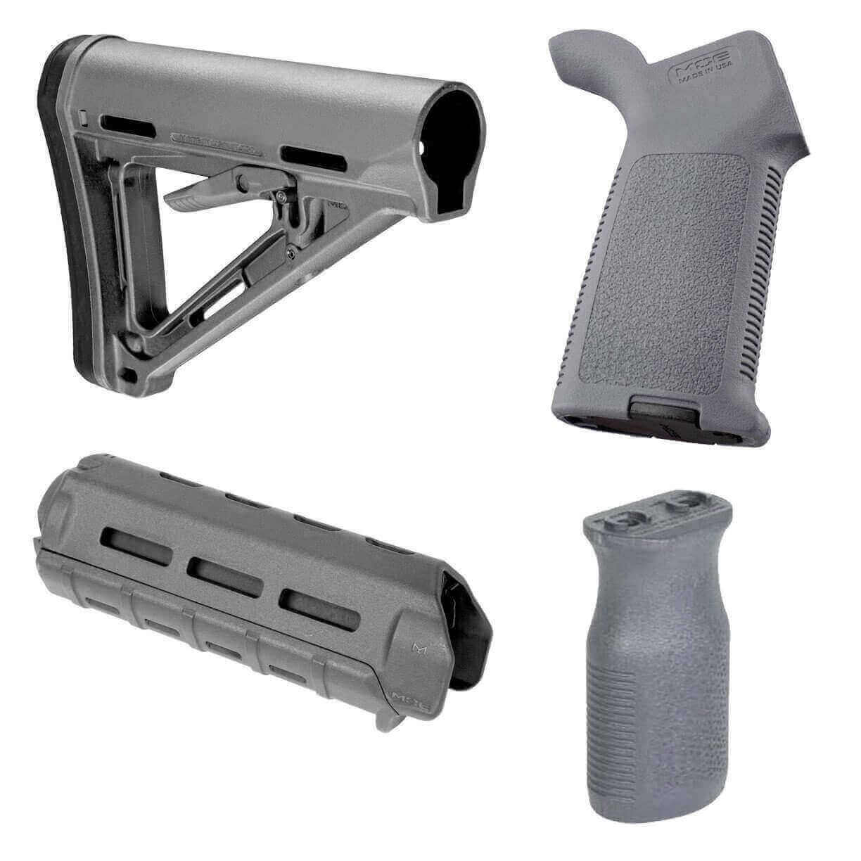 Unknown Magpul MOE M-LOK AR-15 Furniture Kit - Stock, Carbine Handguard & Grip (Color: Gray, Optional Foregrip: M-Lok Vertical Foregrip)