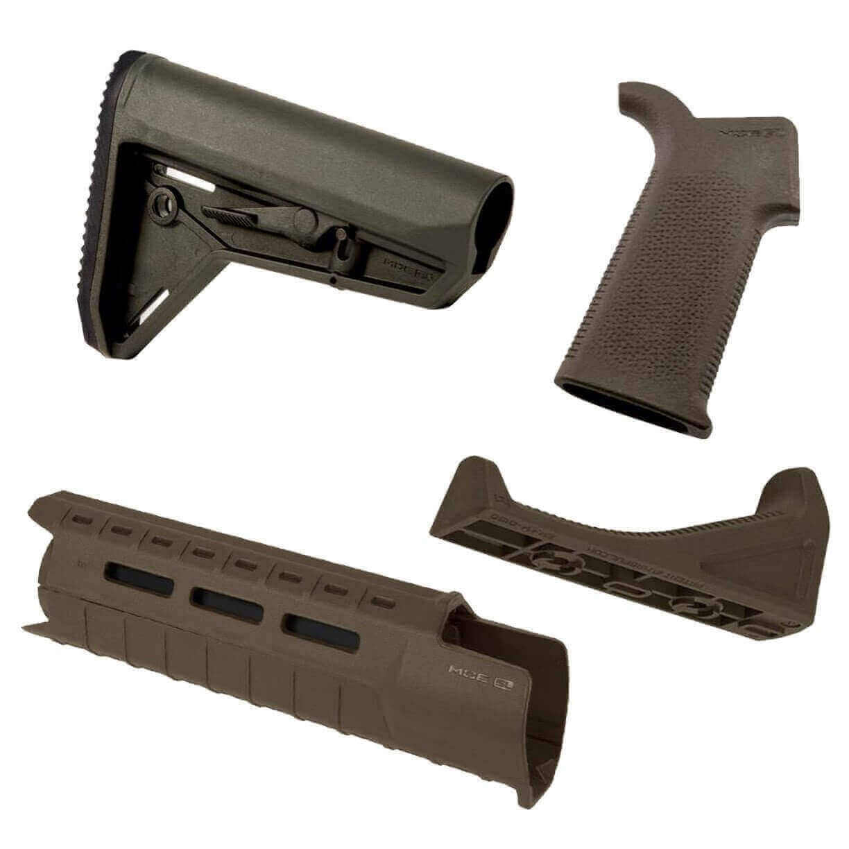 Unknown Magpul MOE SL Furniture Kit | AR-15 Stock, Grip & M-LOK Handguard (Color: OD Green, Optional Foregrip: M-Lok Angled Foregrip)