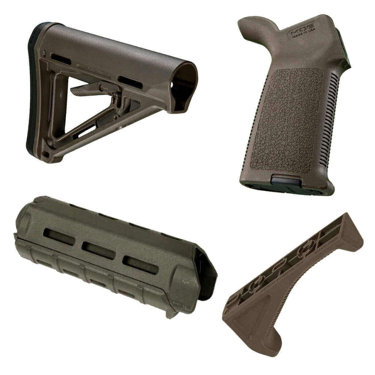 Unknown Magpul MOE M-LOK AR-15 Furniture Kit - Stock, Carbine Handguard & Grip (Color: OD Green, Optional Foregrip: M-Lok Angled Foregrip)