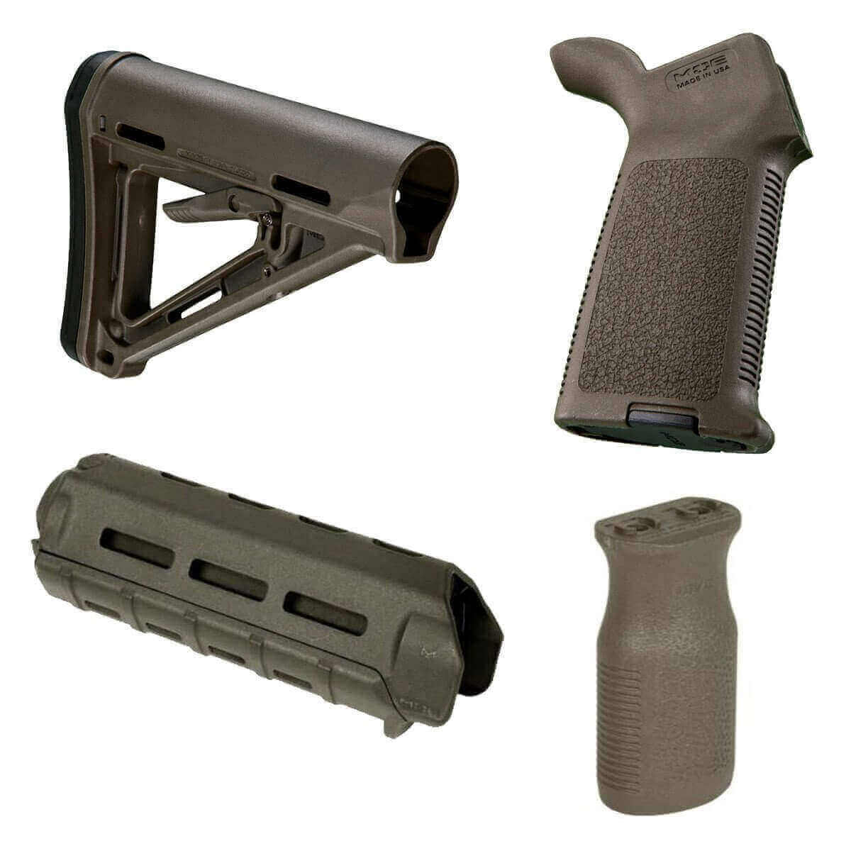 Unknown Magpul MOE M-LOK AR-15 Furniture Kit - Stock, Carbine Handguard & Grip (Color: OD Green, Optional Foregrip: M-Lok Vertical Foregrip)