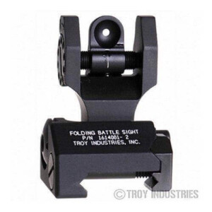 Open Box Return - With Tritium - Troy AR 15 Rear Battle Sight Black- Folding - Optional Tritium Illumination