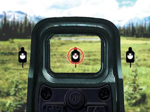 EOTech holographic red dot sights reticle on target